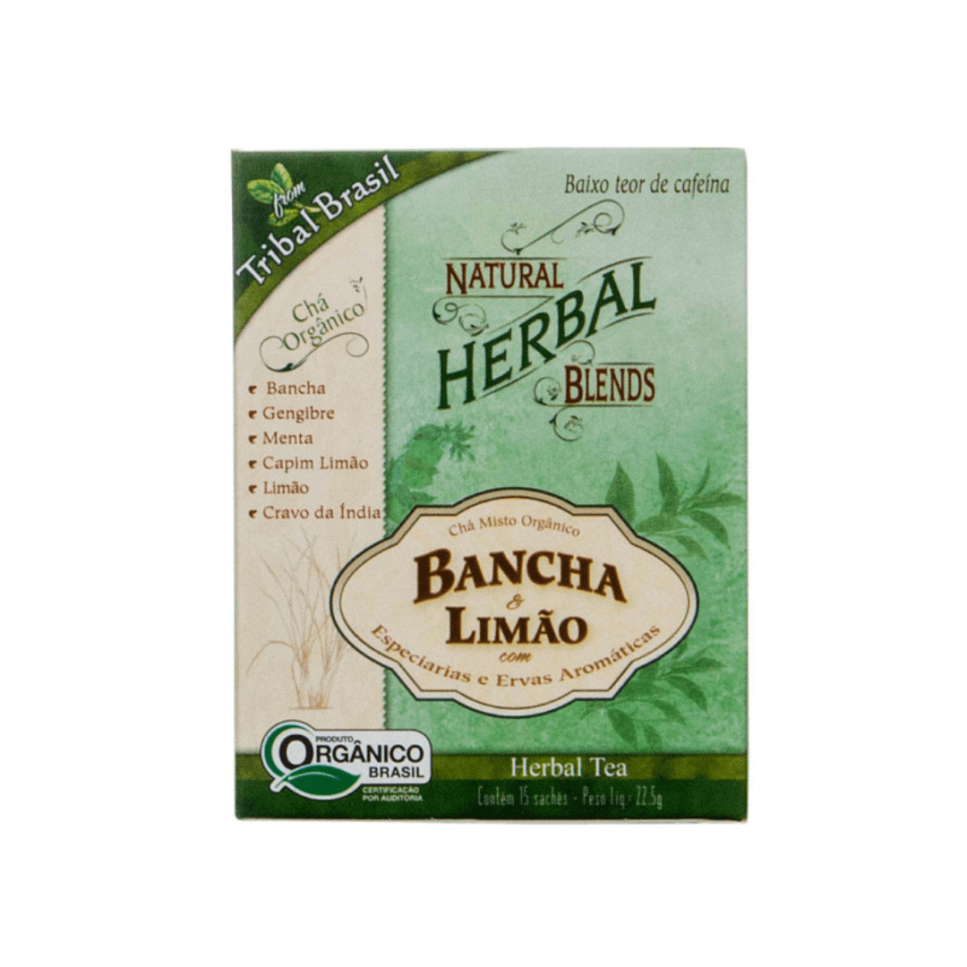 caixa de chá orgânico bancha e limão