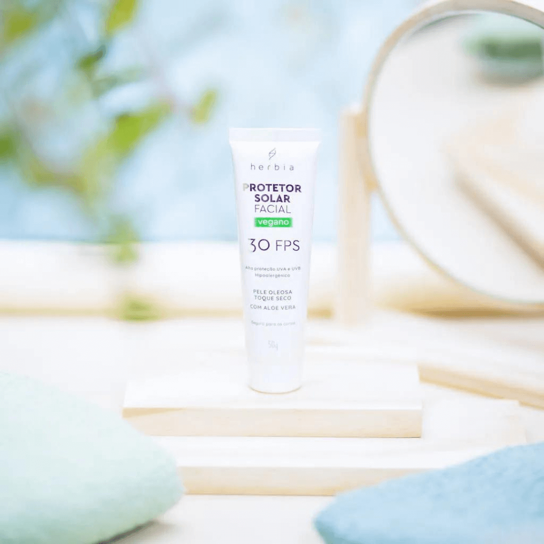 Protetor Solar Facial Natural e Vegano para Pele Oleosa FPS 30 50g