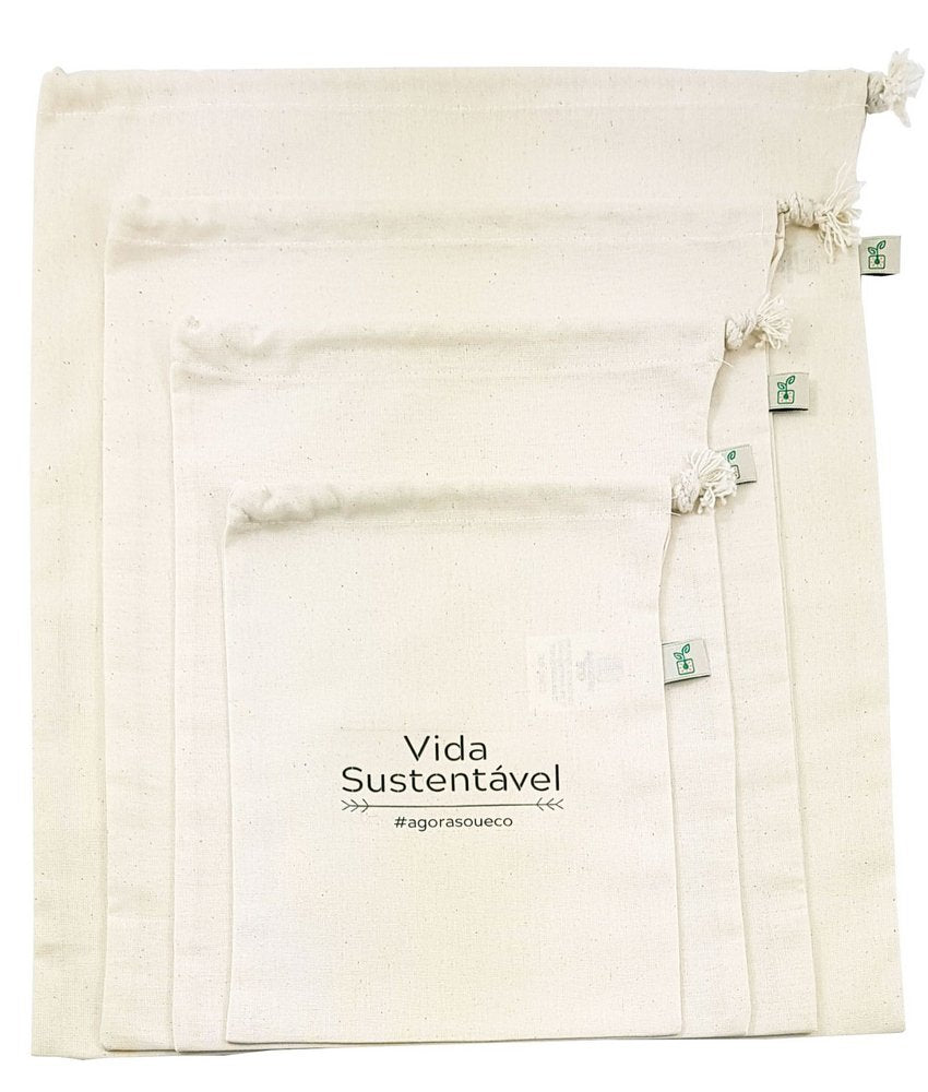 Kit com 4 sacos de pano compras a granel Agora Sou Eco