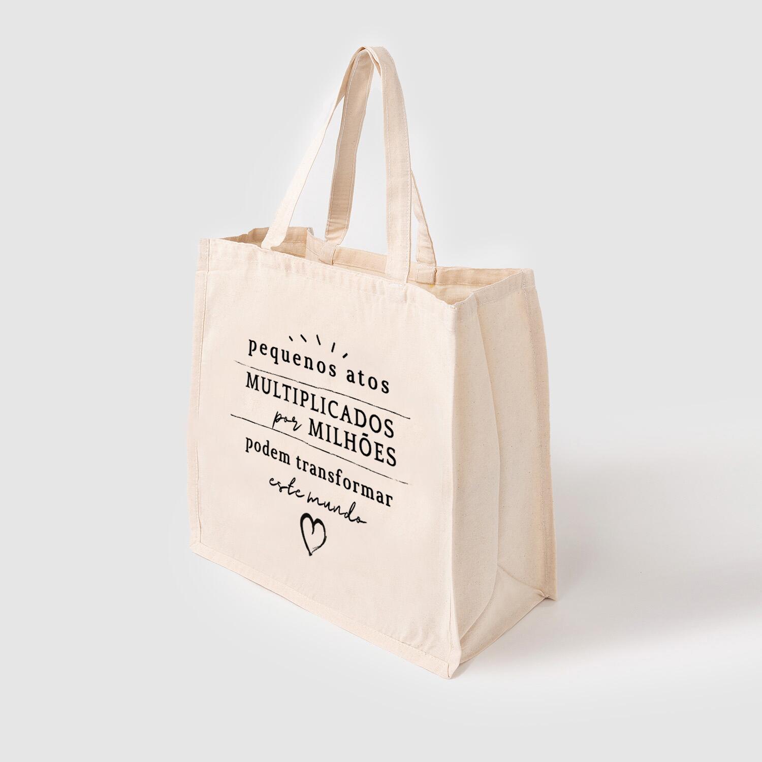 Sacola ecobag 100% algodão cru Grande