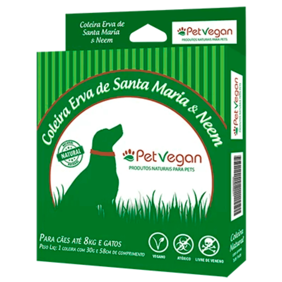 embalagem de coleira natural de erva santa maria e neem para cães e gatos