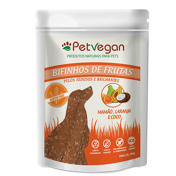 Bifinho Sem Glúten PetVegan Frutas - Mamão, Laranja e Coco 300g