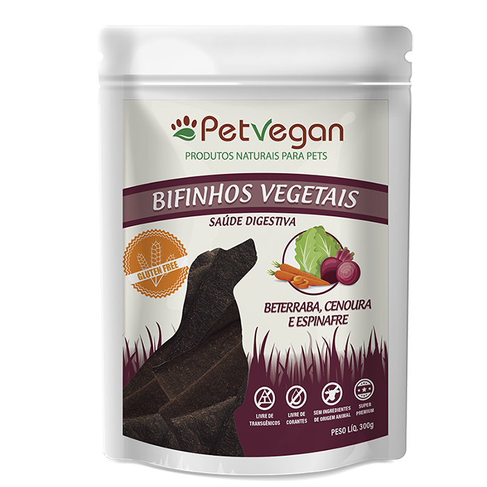 Bifinho Sem Glúten PetVegan Vegetais - Cenoura, Beterraba e Espinafre 300g