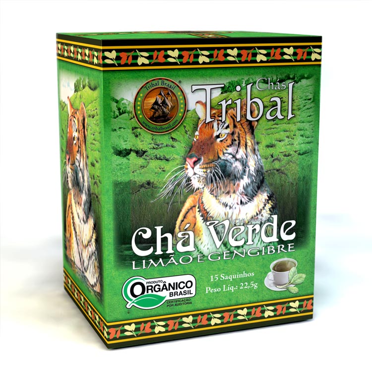 Chá Verde Tribal Brasil - Limão e Gengibre - Sachê (15 sachês)