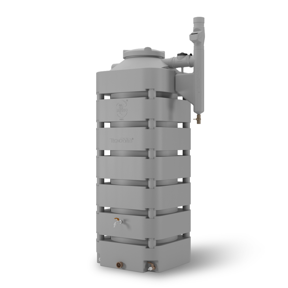 Cisterna Vertical 1050 litros com filtro cor cinza