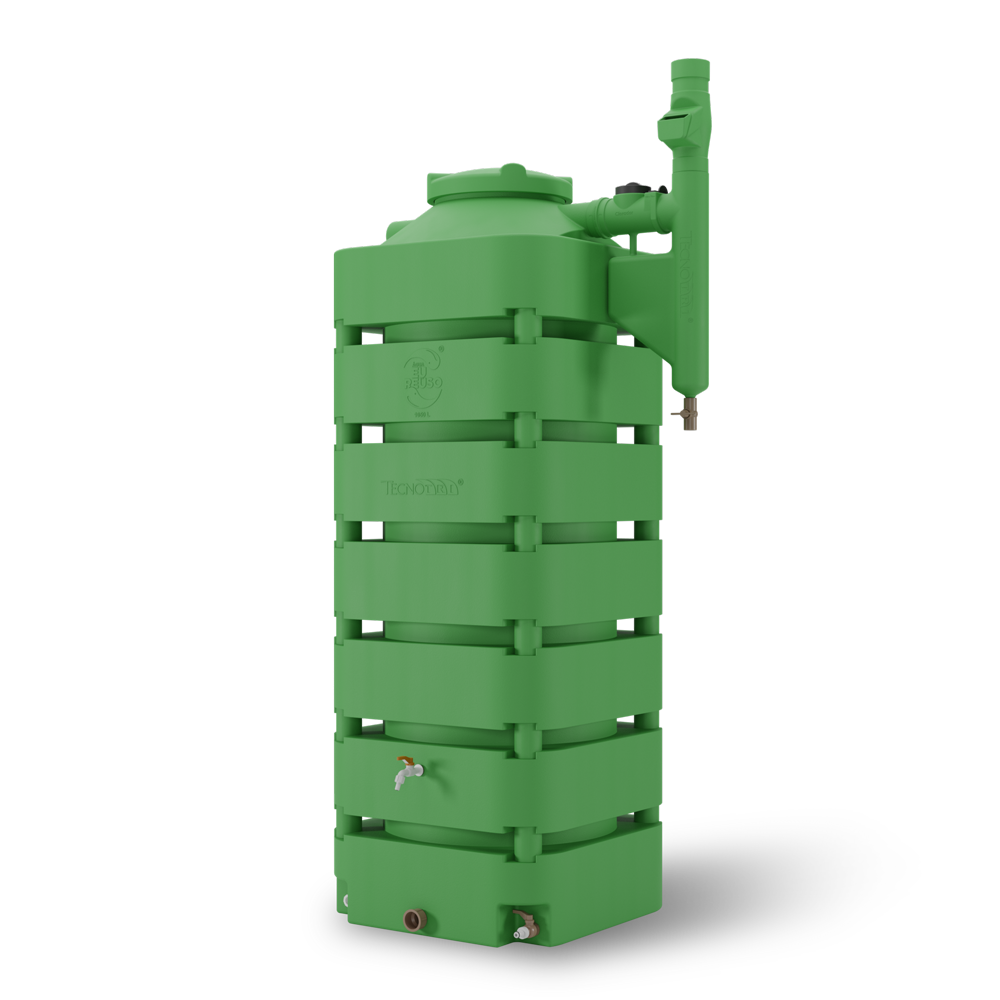Cisterna Vertical 1050 litros com filtro na cor verde