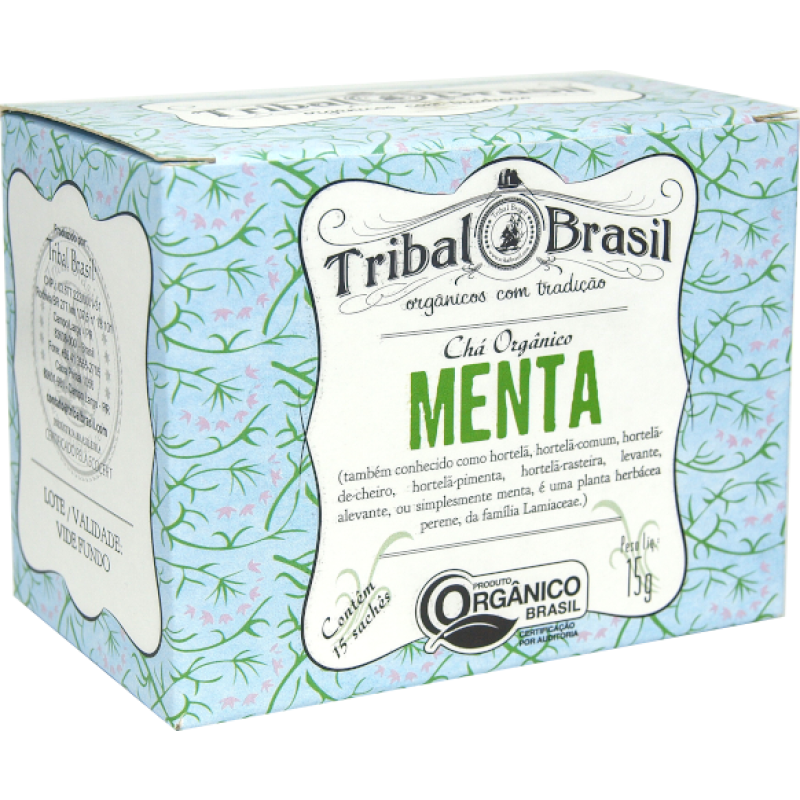 Chá Orgânico de Menta (Pura) - Caixa - 15 Sachês - 15g Tribal Brasil