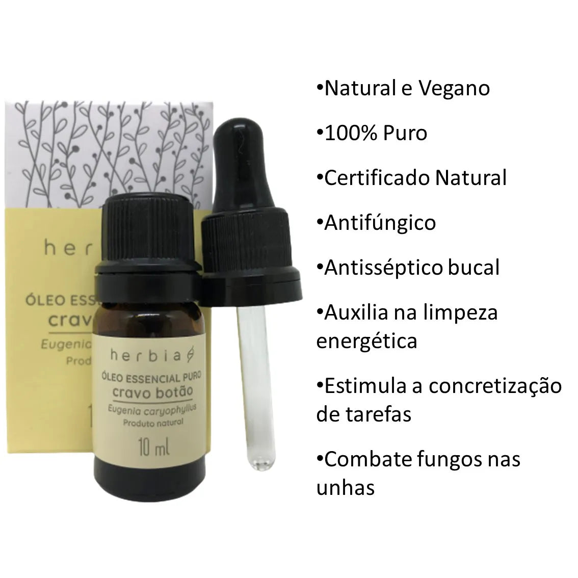 Óleo Essencial de Cravo Botão 10 ml (Herbia)