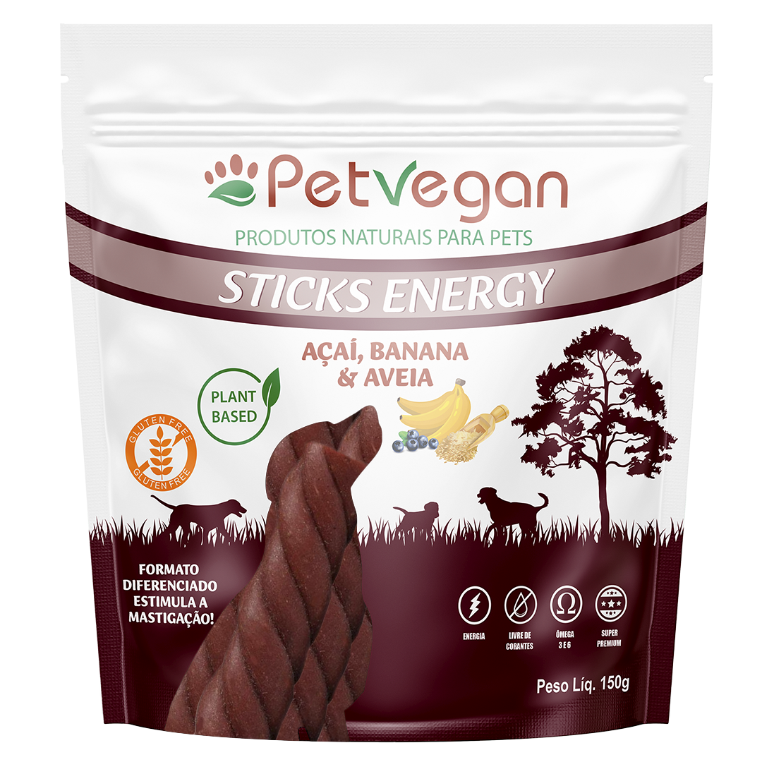 Pacote de petiscos Sticks Energy açaí, banana e aveia