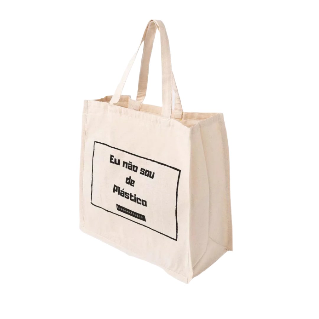 Sacola ecobag em tecido 100% algodão cru Grande Agora Sou Eco