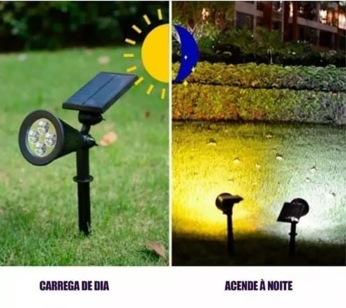 Luminária Solar Automático - Espeto Jardim - Iluminação Branco Frio - EcoSoli