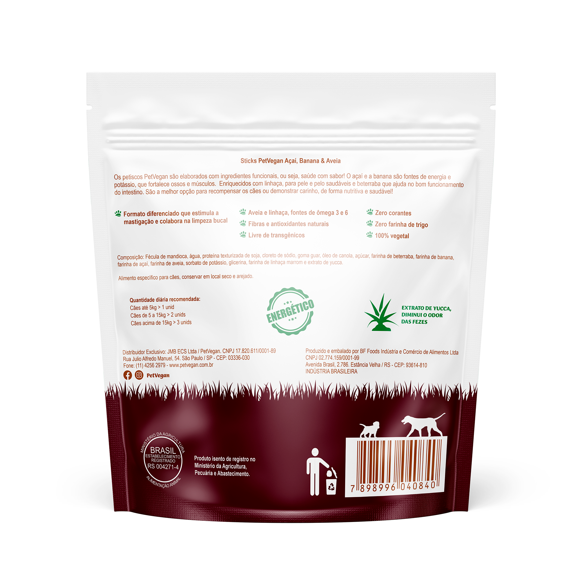 Parte de trás do pacote de petiscos