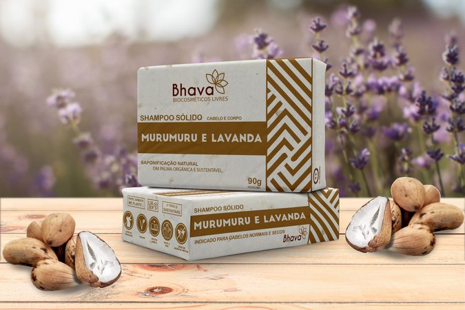 Shampoo sólido Lavanda e Murumuru 90g - Linha Lixo Zero Bhava