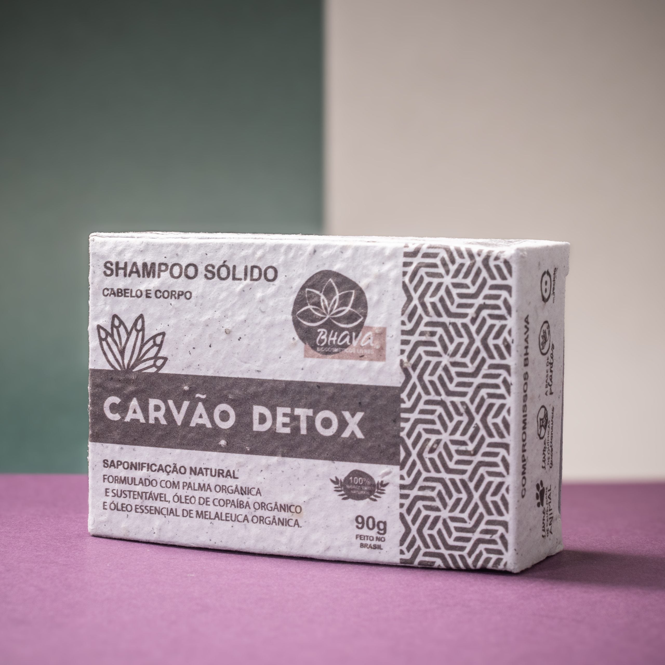 Shampoo sólido Carvão Detox 90g – Linha Lixo Zero
