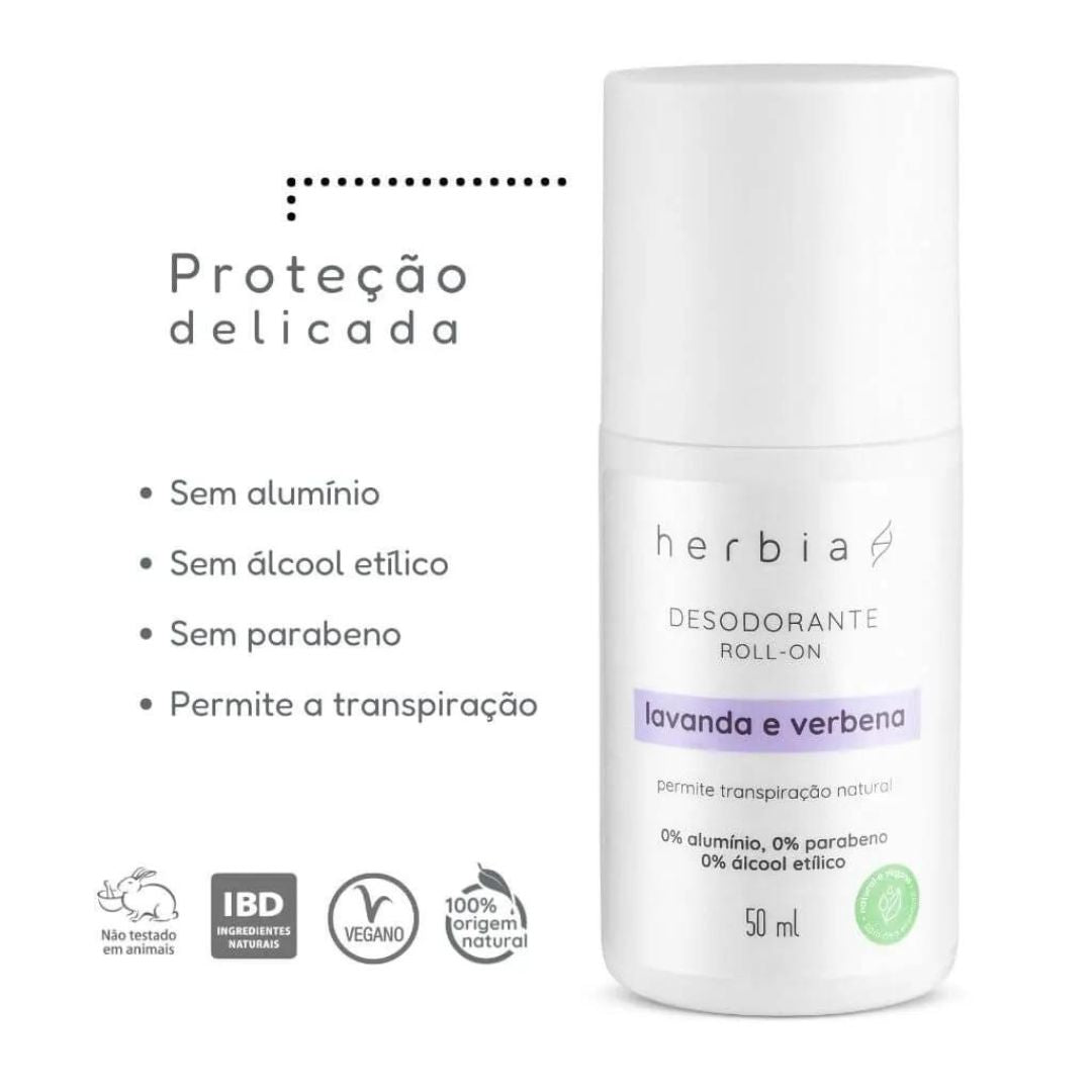 Desodorante Natural e Vegano Lavanda e Verbena Branca - 50ml - Herbia