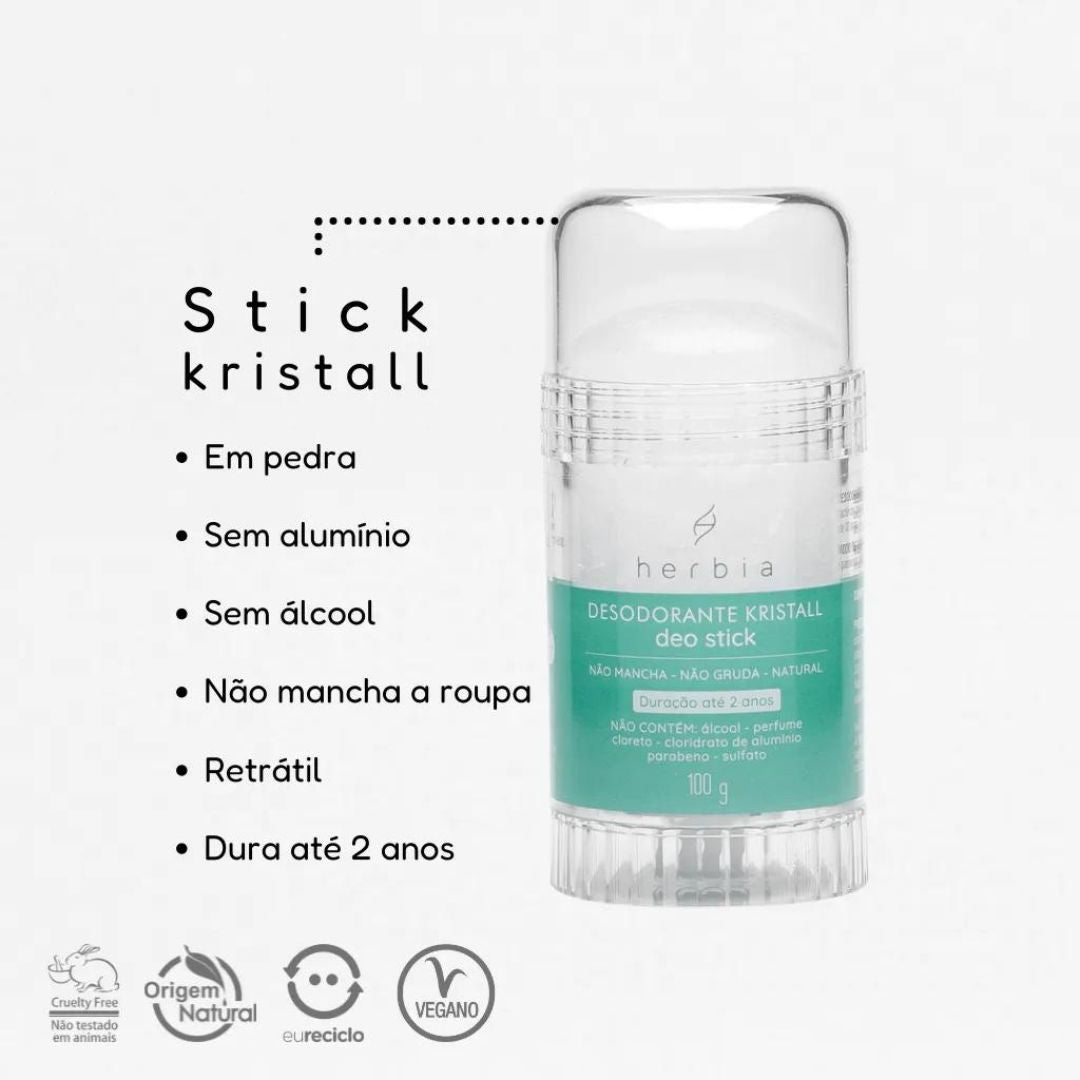 Desodorante Kristall Deo Stick retrátil 100g Herbia