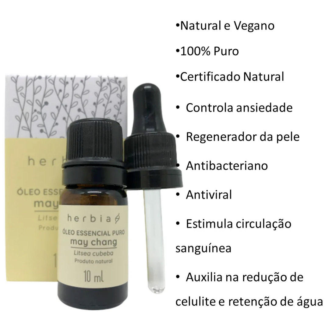 Óleo Essencial Orgânico de May chang 10 ml Herbia