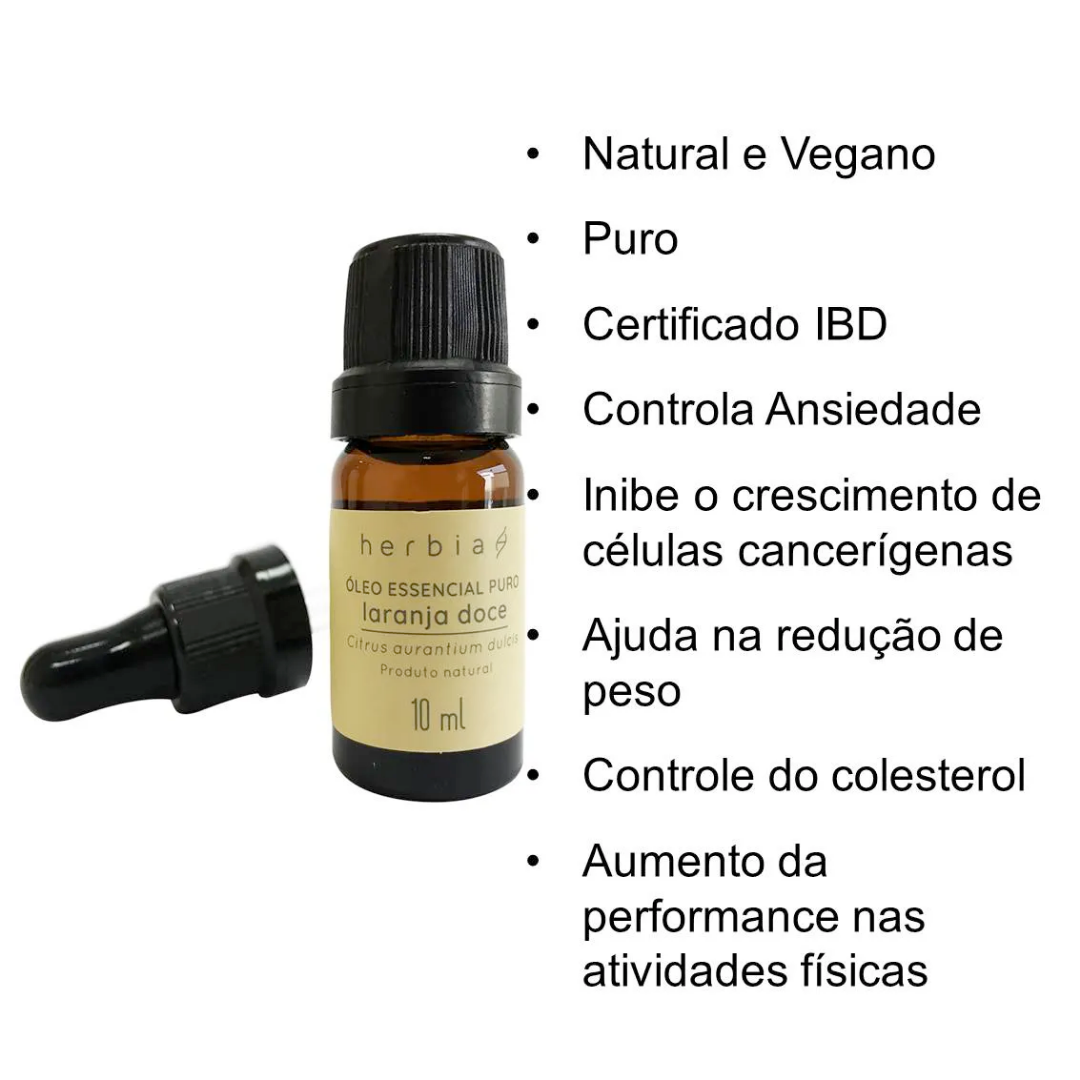 Óleo Essencial Orgânico de Laranja Doce 10 ml Herbia