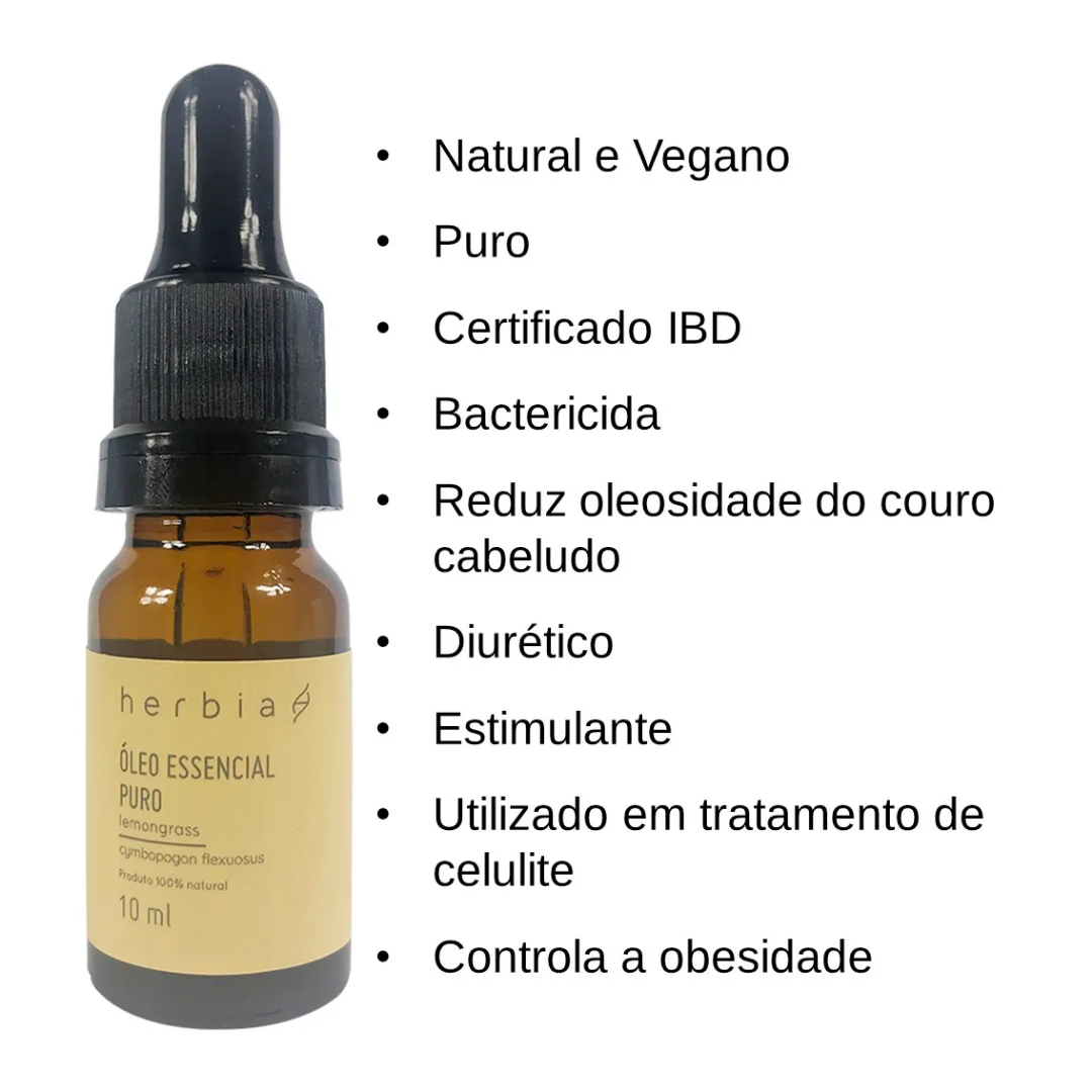Óleo Essencial de Lemongrass 10 ml (Herbia)