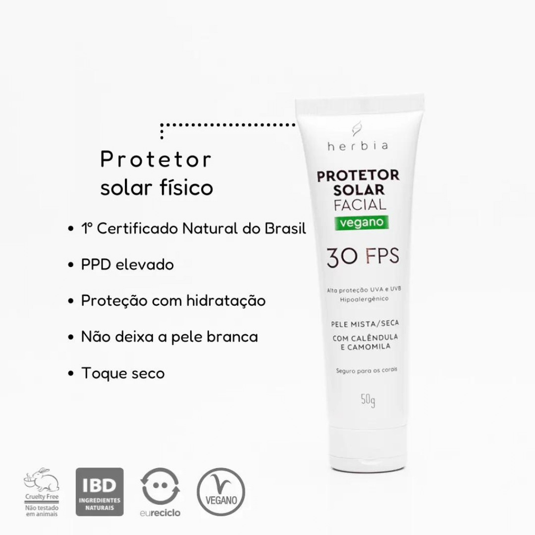 Protetor Solar Físico pele mista/seca FPS 30