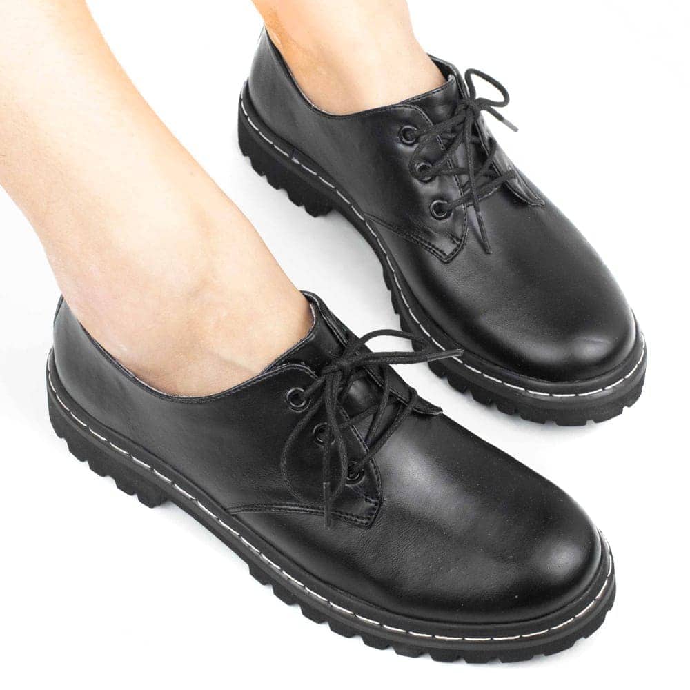 Urban Flowers Sapato Oxford Vegano Sapato Tratorado Terra Preto