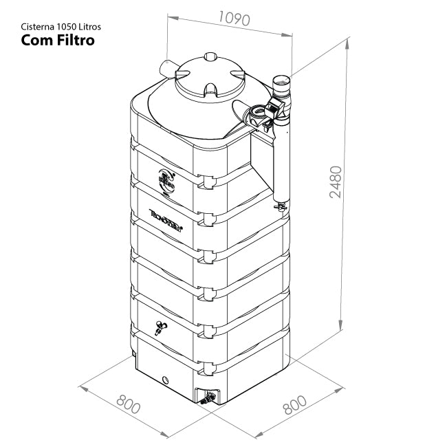 Cisterna 1050 litros com filtro Black