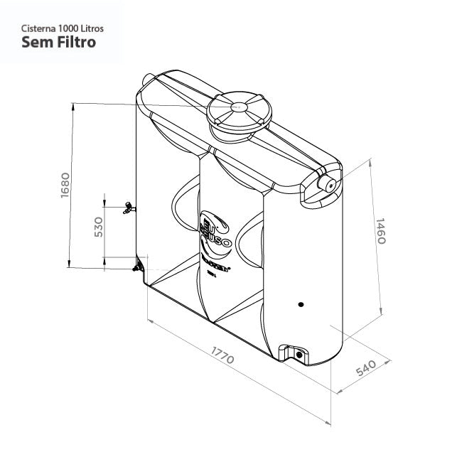 Cisterna Vertical 1000 litros com filtro Black Tecnotri