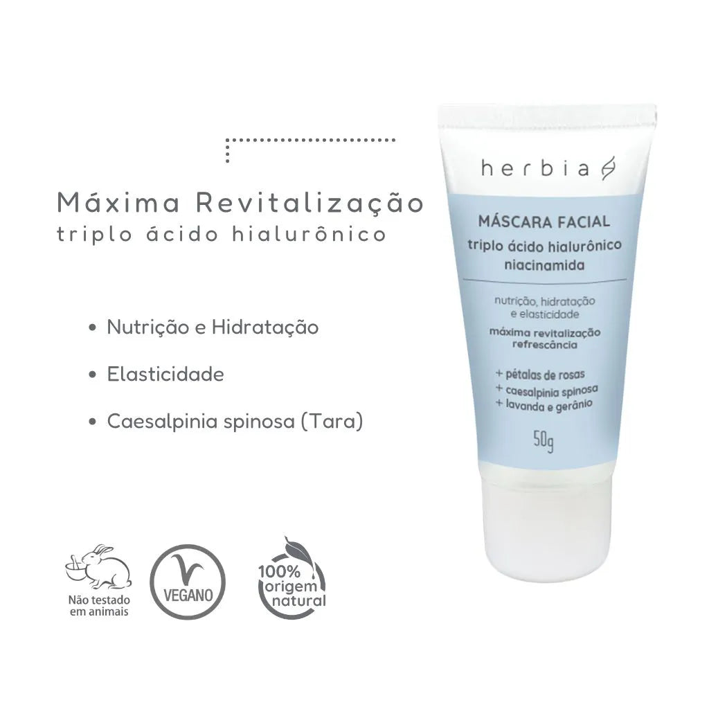 Máscara Facial Triplo Ácido Hialurônico