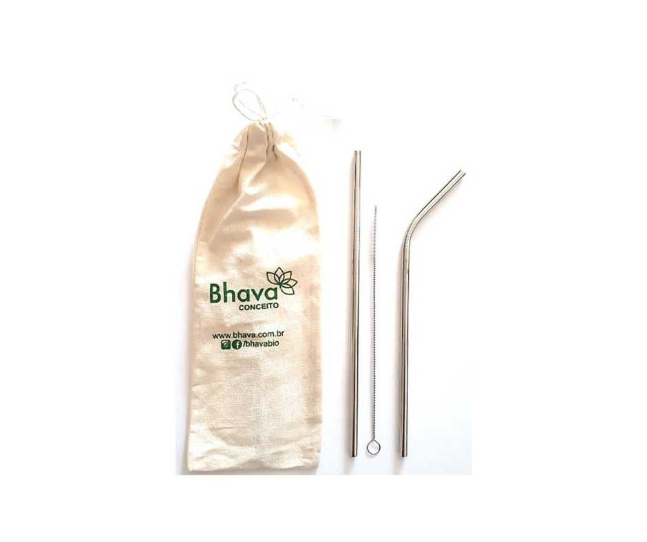 Kit Canudos Ecológicos de Aço Inox Bhava