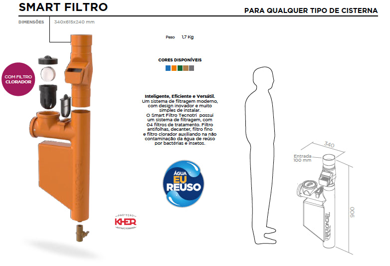 Filtro separador de folhas para cisterna