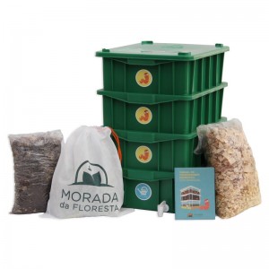 Composteira Doméstica Kit P4 + Minhocas Californianas - Morada da Floresta