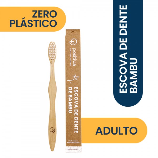 Escova de Dente de Bambu Adulto Branca Positiv.a