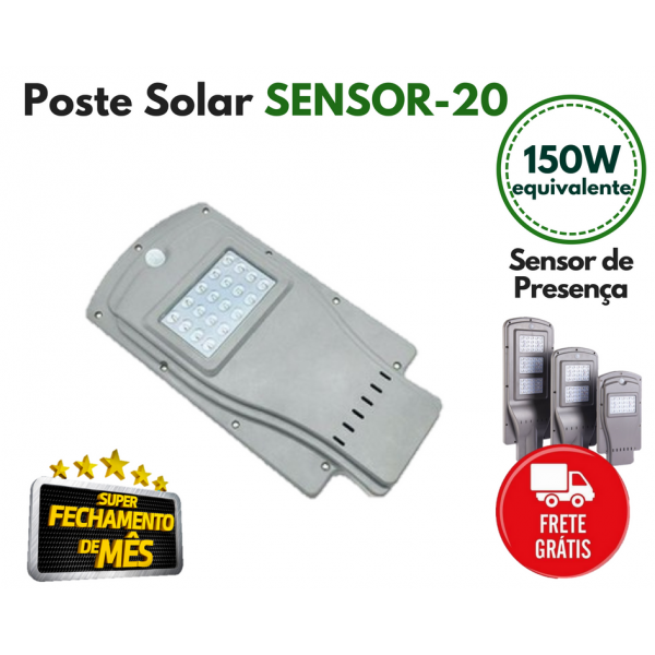 Poste Energia Solar LED com SENSOR-20
