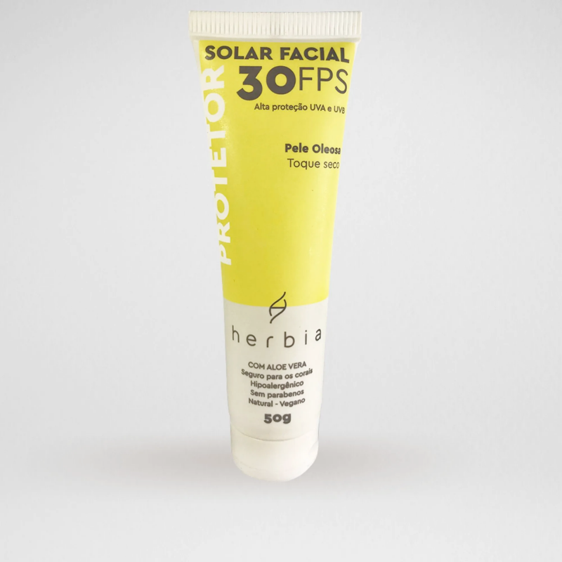 Protetor Solar Facial Natural e Vegano para Pele Oleosa FPS 30 50 g
