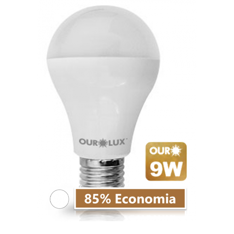 Lampada LED 9W 6500K Ourolux Branca - 85% de Economia